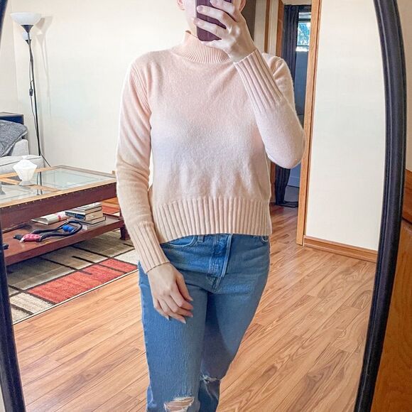 J Crew Cashmere Mock Neck Sweater Blush Pink M - Picture 1 of 8